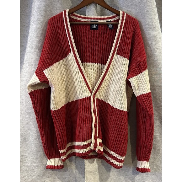 Vintage Gap 90s Indians Colorblock Unit‎ Cardigan Size Large Academia